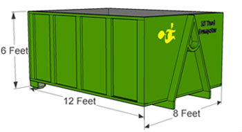 15 Yard Dumpster dimensions: 12' L × 8' W × 6' H